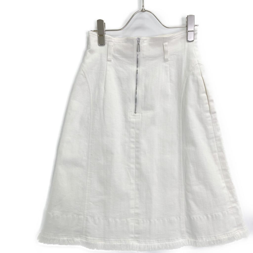 FOXEY White 39699 Fringe Denim Skirt Skirt 38 whiteUsed