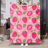 Vintage Strawberry Print Throw Blanket Suitable for Bed, Sofa & Chair - Soft Plush Polyester Non- Bedspread with Pink Fruit Design, Cozy Bedding For,,