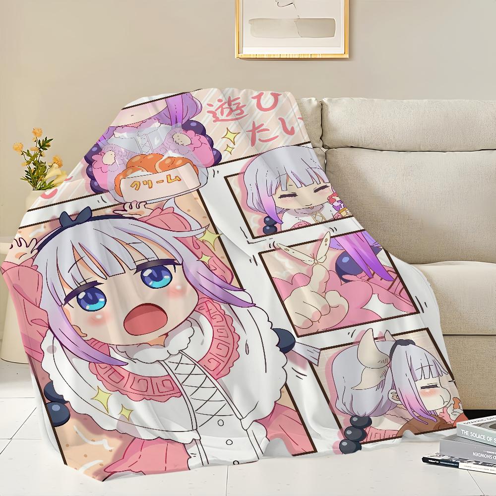 Anime Miss k-Kobayashis Dragon Maid Flannel Warm Comfort Soft Plush Blanket for Sofa Living Room Office Bedroom Travel Gift