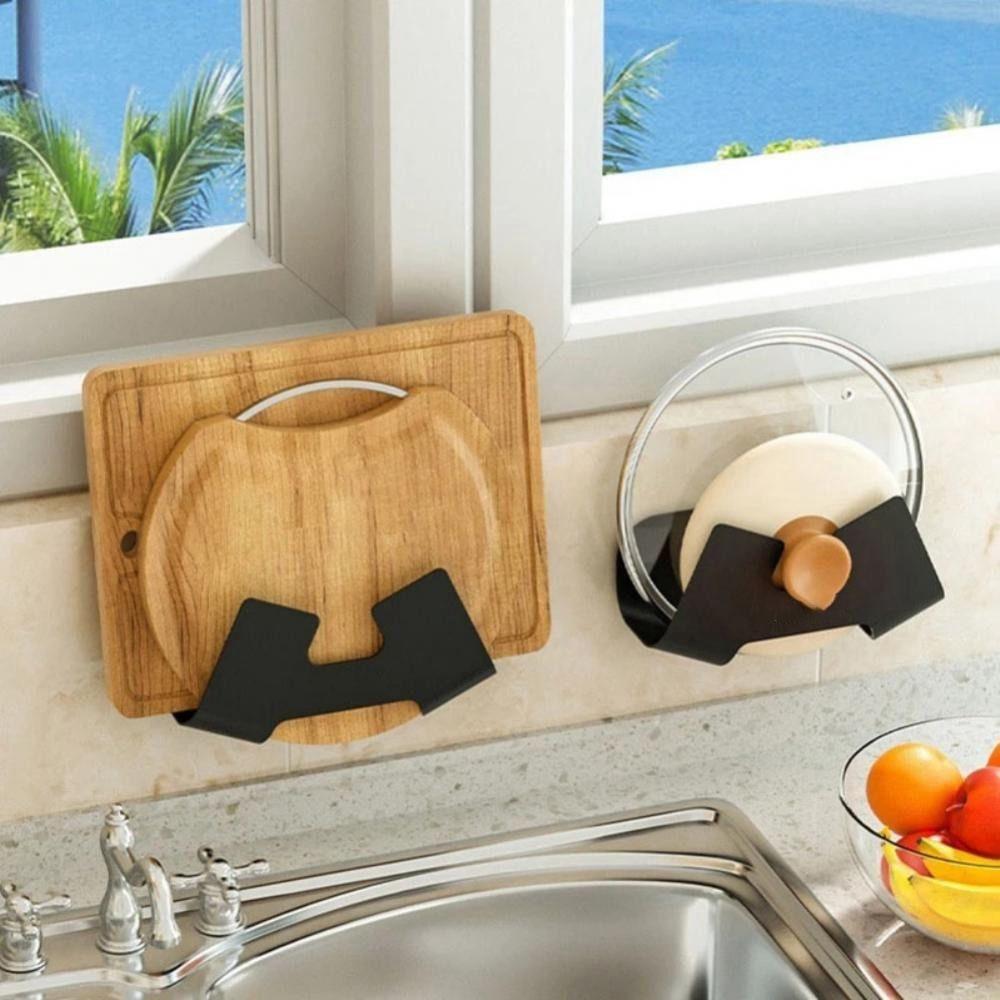 Wall-Mounted Hanging Multifunction Storage Rack Pan Cover Stand Pot Lid Holder Cutting Board Holder