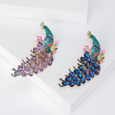 Creative Vintage Oil Drop Diamond Peacock Brož Zvířecí brož Suit Coat Příslušenství Pin
