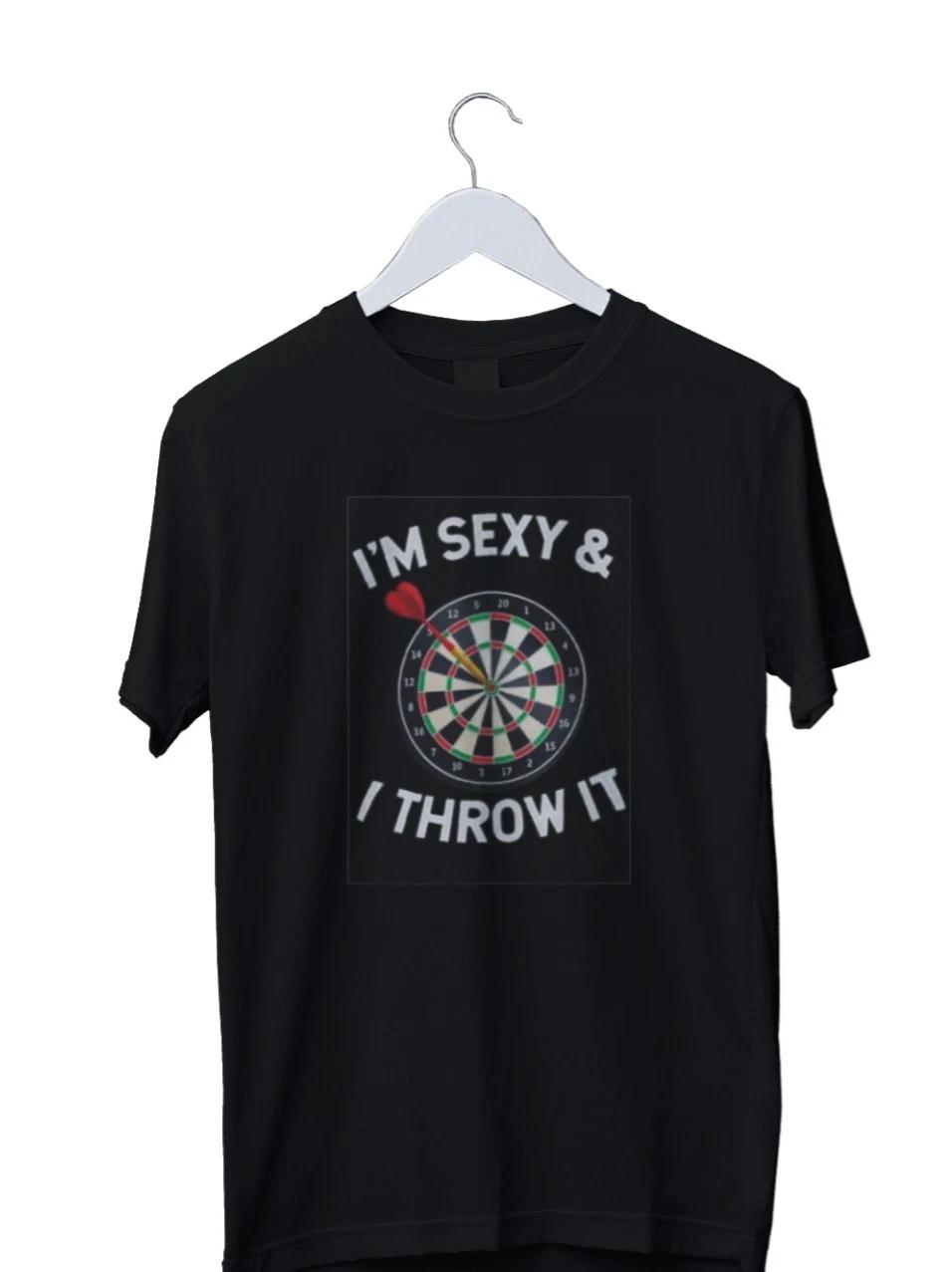 Men s Funny Graphic I m Sexy & I Throw It Darts Fny Graphic Print M... XXXXL