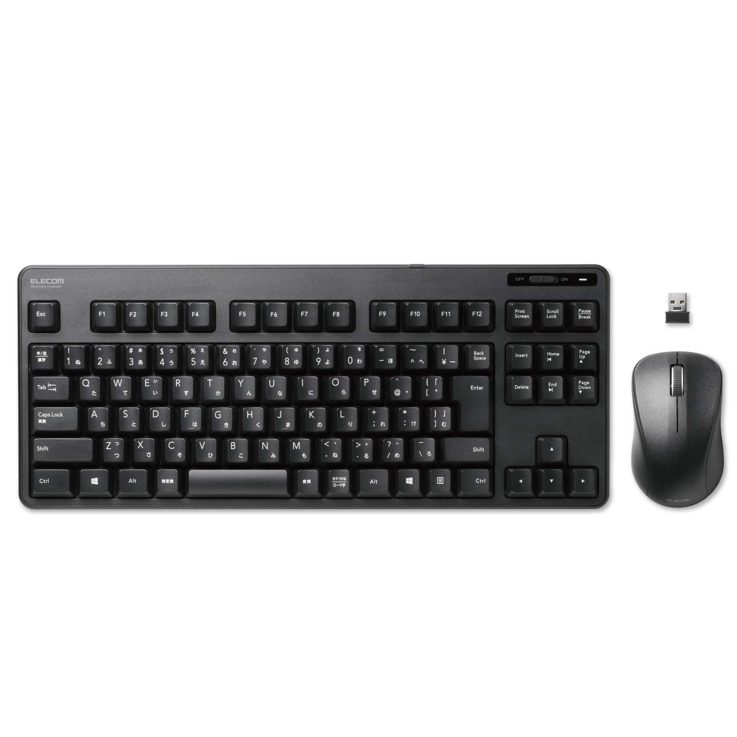 

ELECOM Wireless Membrane Compact Keyboard with Mouse and Receiver, Black, TK-FDM105MBK