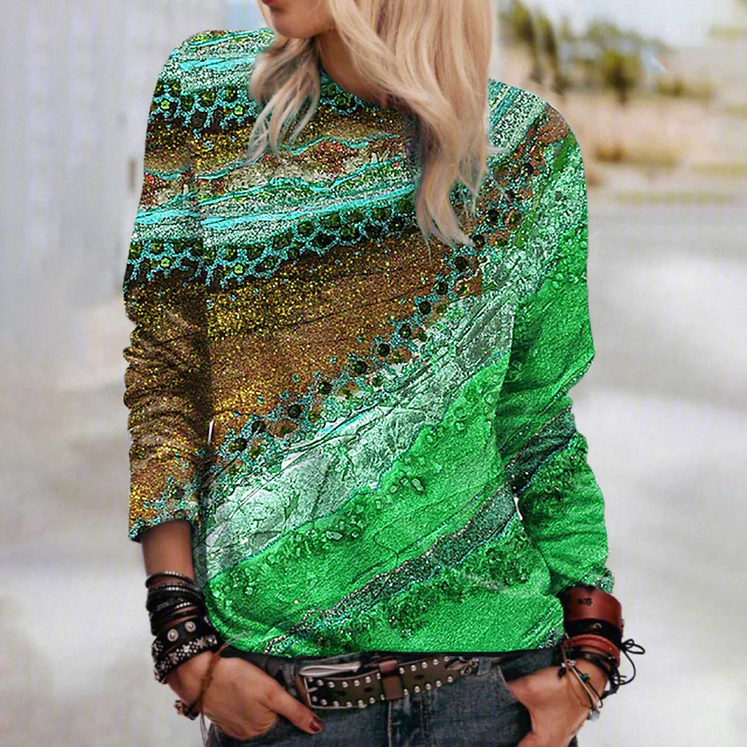 

Женские осенние топы, свободная футболка с рисунком кота Five Wealth и принтом, повседневная футболка с длинными рукавами, топ, блузка 5XL зелёный