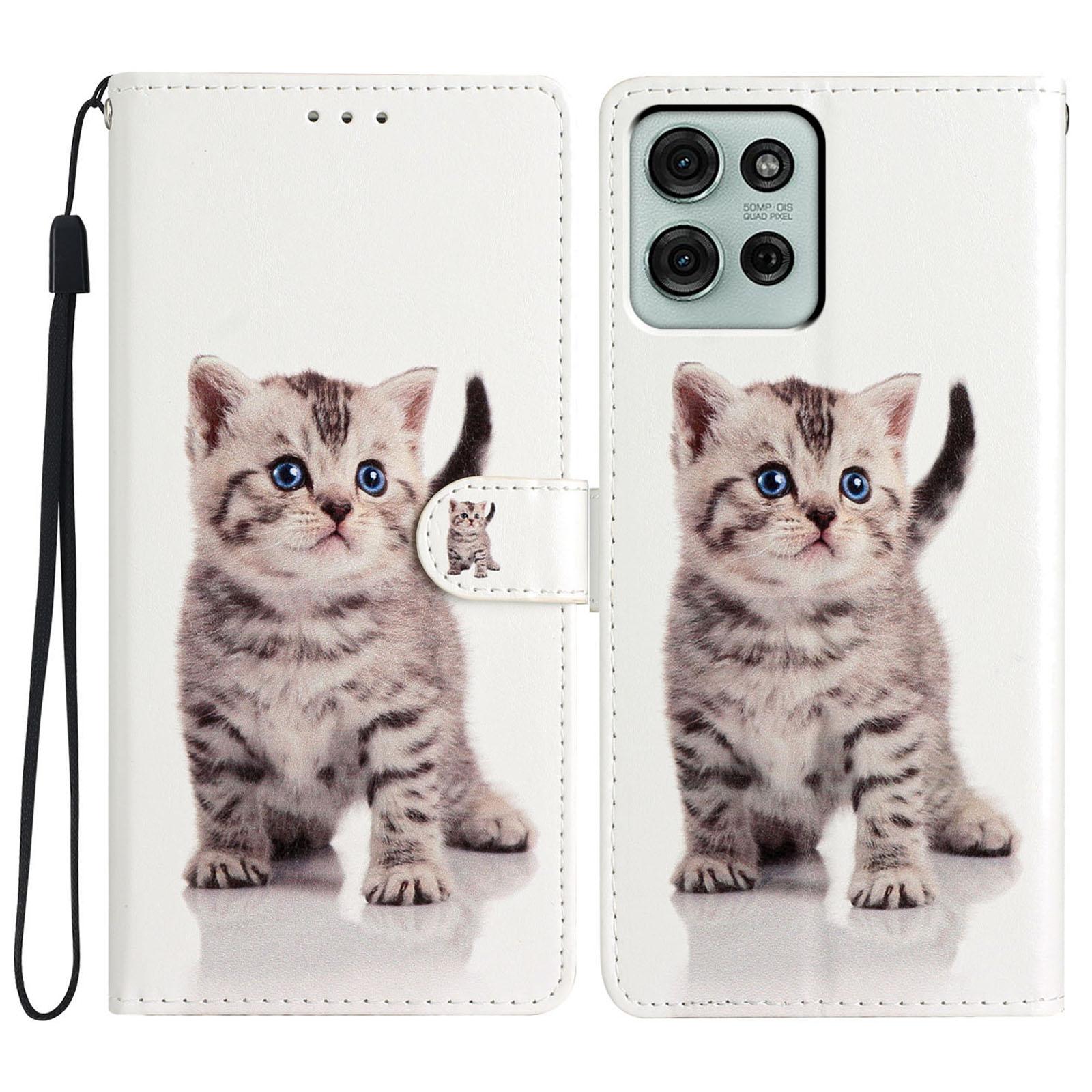 

For Motorola Moto G56 5G Wallet Case PU Leather Pattern Printing Stand Phone Cover with Strap Cute Ca