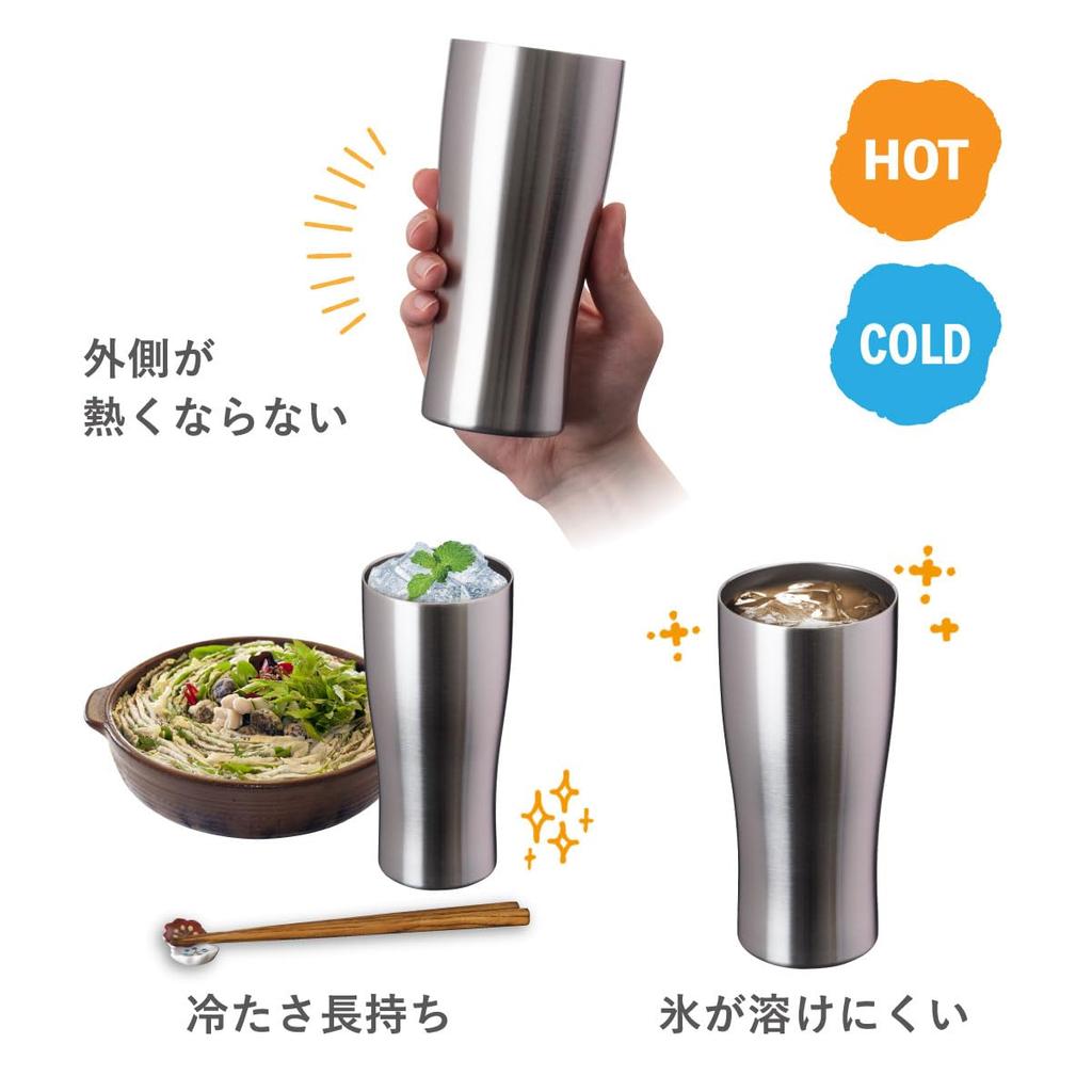 Atlas Insulated Stainless Steel Set of Smooth Vacuum Perfect for and Highballs Tumblers, 630ml, 2, Mouth, Insulated, Alcohol, Beer, (ASTN-631MT2P)