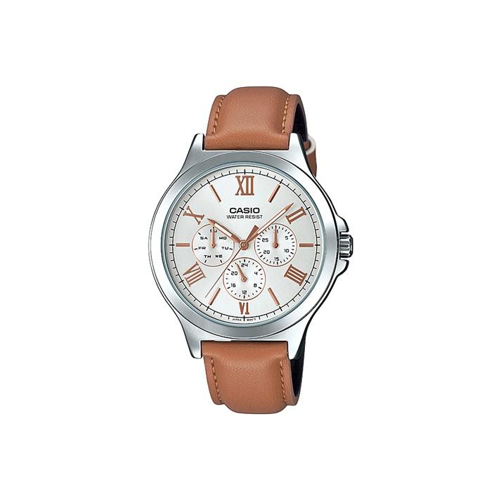 

Casio Standard Series Simple Casual Fashion Watch Quartz Movement Leather Strap Men watches Silver MTP-V300L-7A2 Silver Watch Case