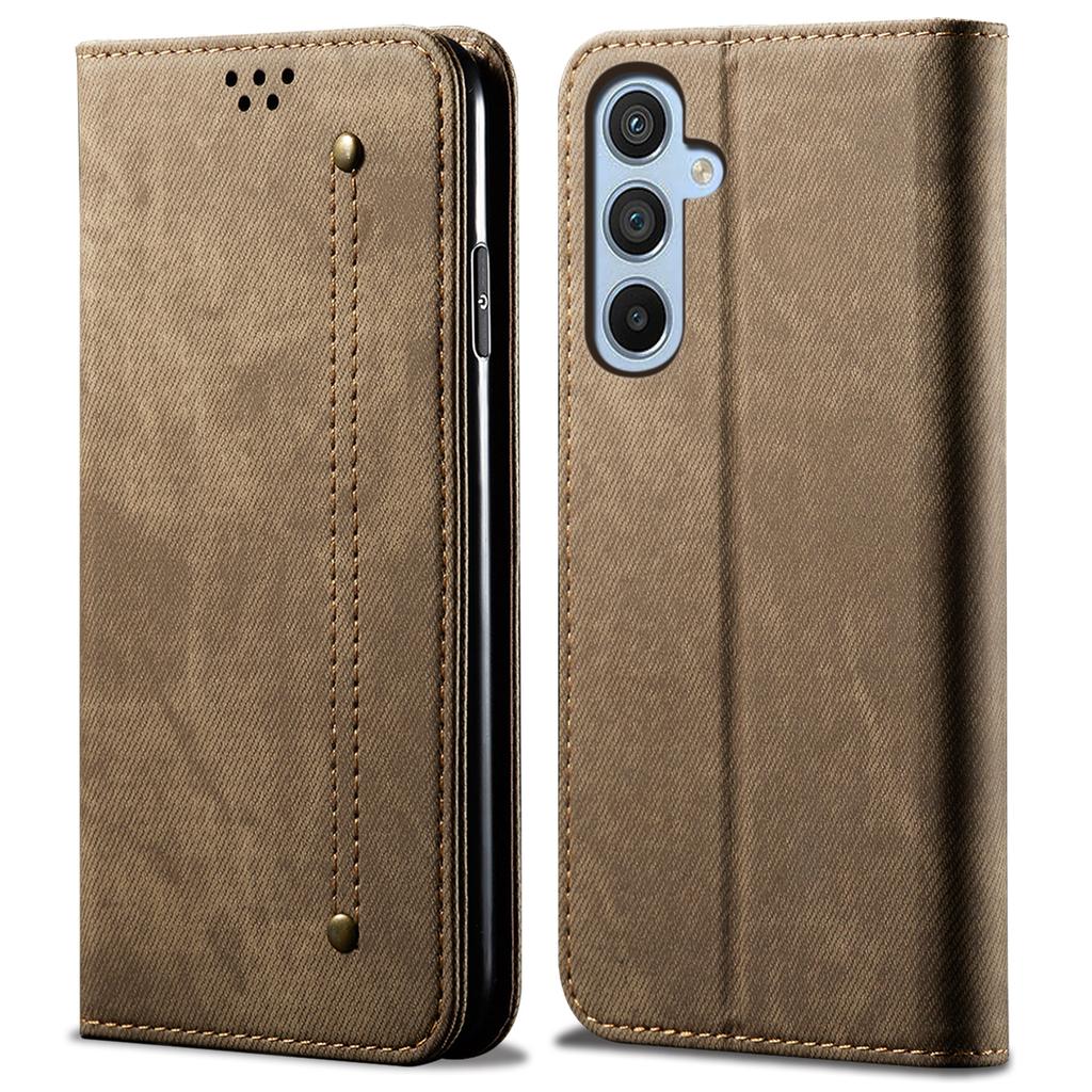 Pentru Samsung Galaxy S25+ Husă Textură Pânză Jeans Anti-Zgârieturi Piele Suport Husă Telefon
