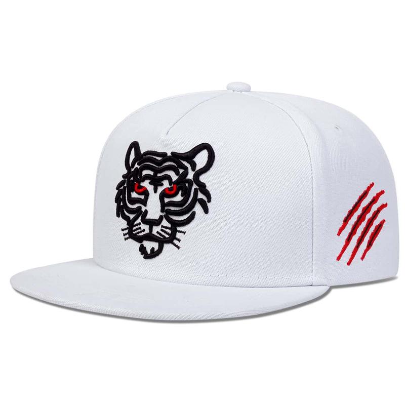 New Street Flat Brim Animal Embroidered Baseball Cap Men's and Women's Sunshade West Coast Hip Hop Tiger Head Cap