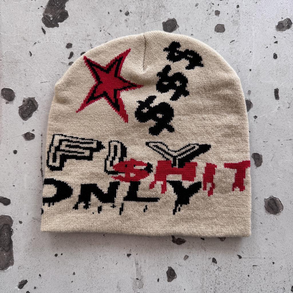 Fashion Knit Hat With Star And Letter Embroidery Design For Seasons Cold