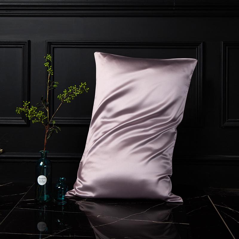 European Style Pure Mulberry Silk Double-Sided Pillowcase, Solid Color, Envelope Style, Beauty Pillowcase.