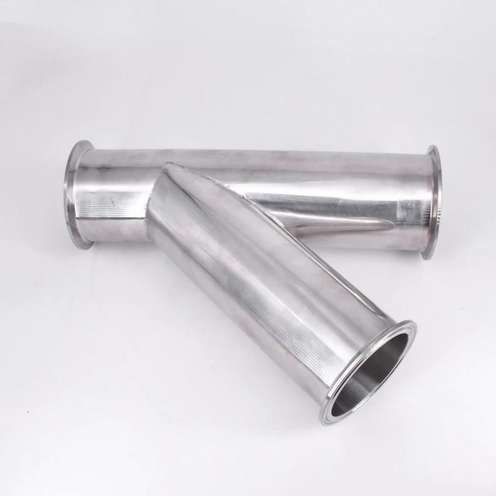 19mm-108mm Pipe OD Welding and Tri Clamp Oblique Y Shaped 3 Way 304 Stainless Sanitary Fitting Spliter Homebrew Beer Wine