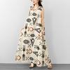 DIMANAF 2026 Women Plus Size Summer Beach Loose Lady Long Dress Vest Sleeveless Vintage Oversize Maxi Print Sundress Clothing