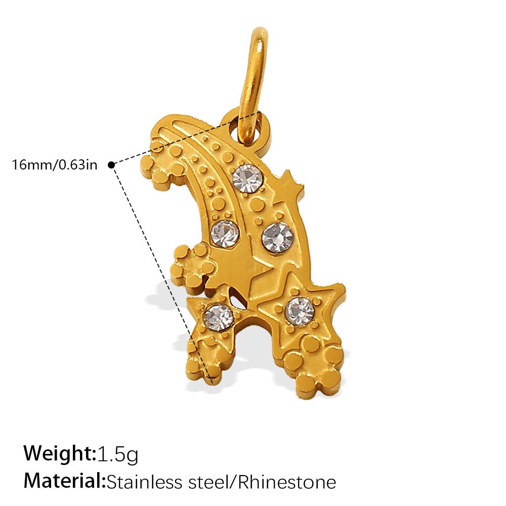 18K Gold-Plated Stainless Steel Moon Heart Diamond Pendant for DIY Jewelry
