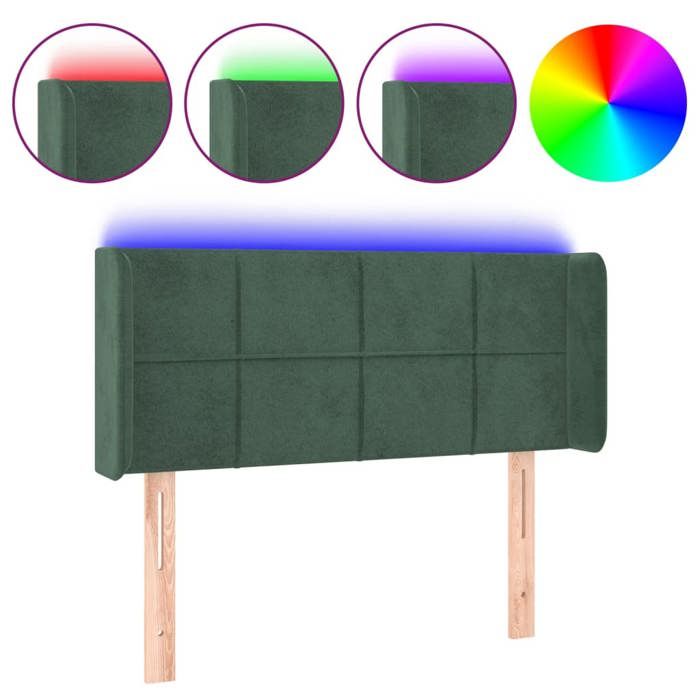 VidaXL Tête de Lit à LED Meuble de Chambre à Coucher Accessoire de Lit Simple Tête de Cadre de Lit Intérieur Vert Foncé 3123275