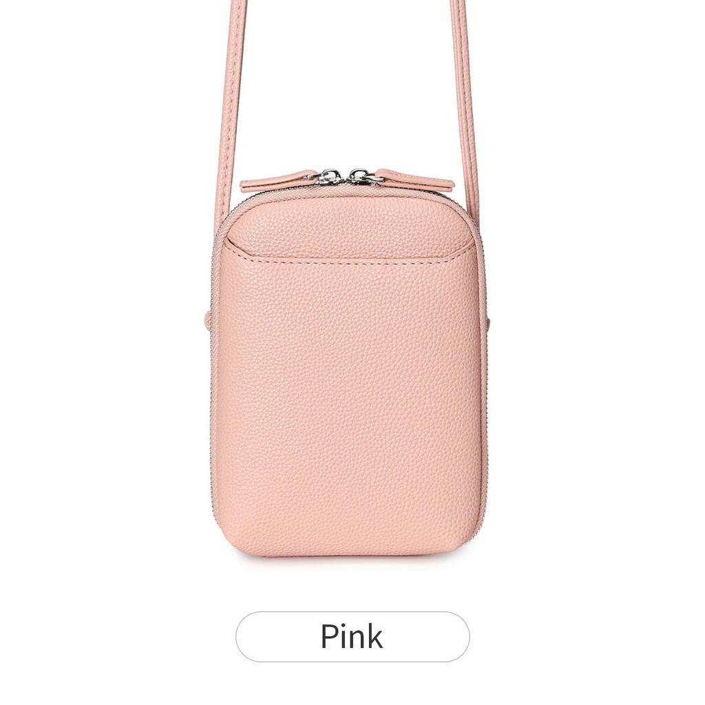 New Lychee Pattern Soft Leather Vertical Zipper Mobile Phone Bag Niche Design Large Capacity Women's Shoulder Messenger Bag