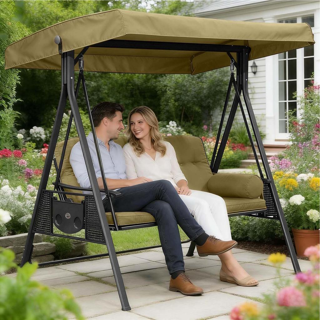 Swing Canopy Replacement Cover Waterproof Anti-UV Outdoor Swing Shelter Cover for Patio Porch Garden Backyard Swing Decoration