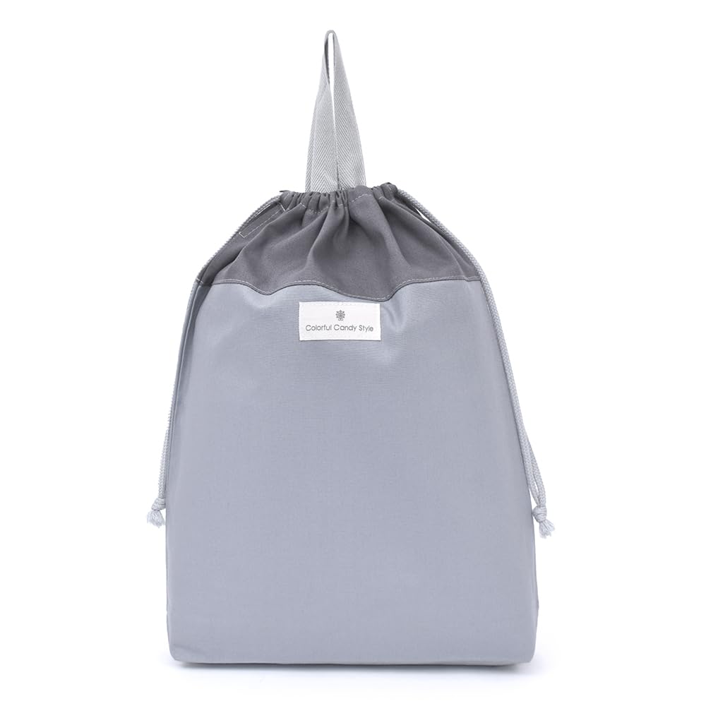 COLORFUL CANDY STYLE Drawstring Bag Set Lunch and Cup Grayish Entrance Stylish and Cool for NU603300 3-Piece (Gym Bag, Bag, Bag) Blue, Kids'