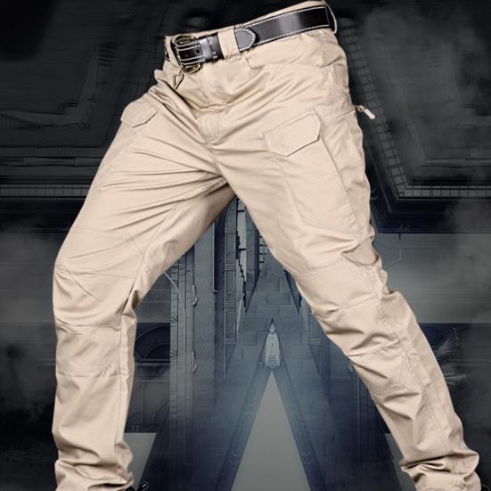 Men Tactical Training Pants Cotton Linen Blend Multiple Pocket Urban Commuter Cargo Trousers Slim Fit Joggers for Work Exercise Outdoor Fishing