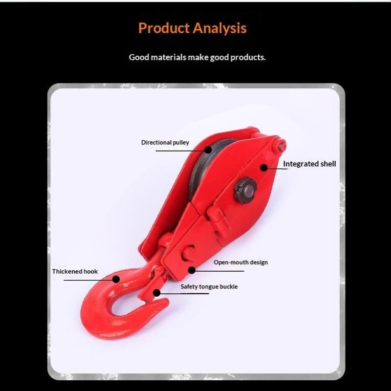 Heavy Duty Red Lifting Pulley High Load Capacity Light Weight Rust Resistant for Garage Workshop Goods Hoisting Work