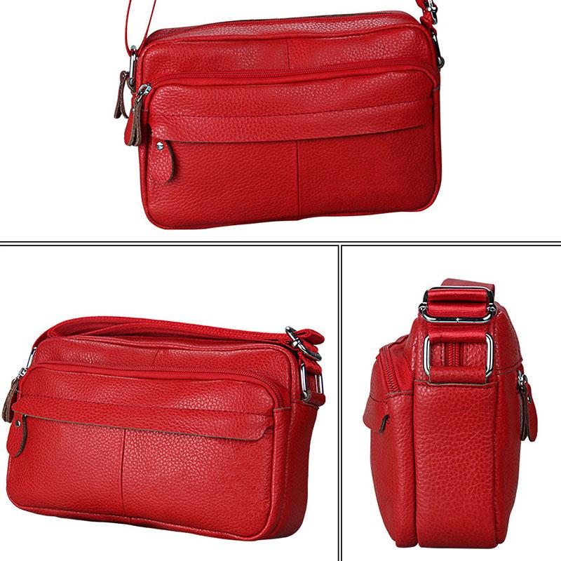Genuine Cow Leather Women Handbags Single Shoulder Bag Zipper Messenger Bags Soft Phone Pocket High Quality Crossbody Female Bag