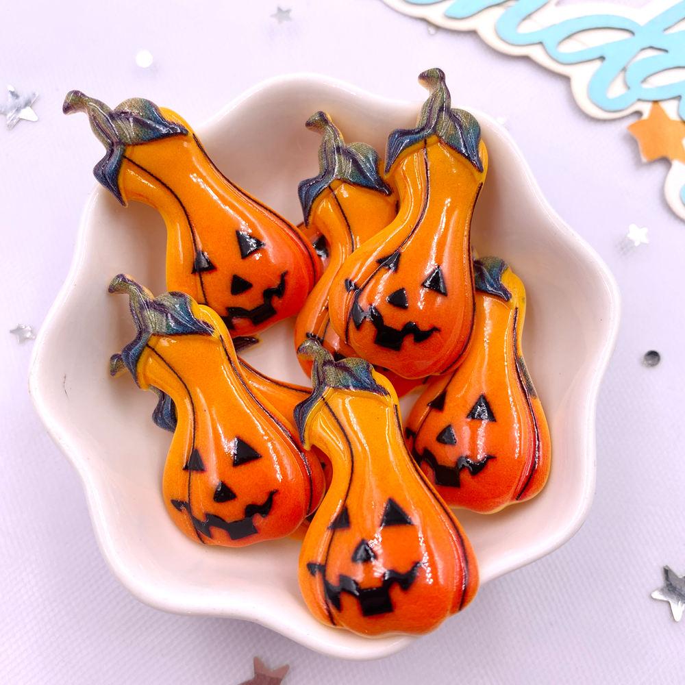 8Pcs Resin Colorful 3D Big Pumpkin Skull Head Ghosts House Witch Figurines Flat back Stone Decor DIY Halloween Scrapbooks Crafts