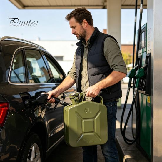 Heavy-duty Portable Gas Can 5L Metal Jug, Outdoor Liquid Container with Leak-Proof Lid And Anti-Slip Leak-proof Fuel Locking Pin, Large Camping