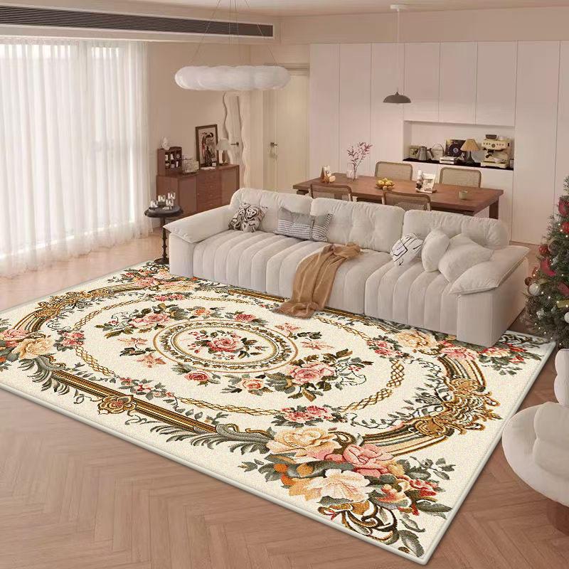 Luxury Big Size Decorative Rug for Living Room Floral Design Cute Girl Room Decor Carpet Soft Non-slip Mat for Kids Washable