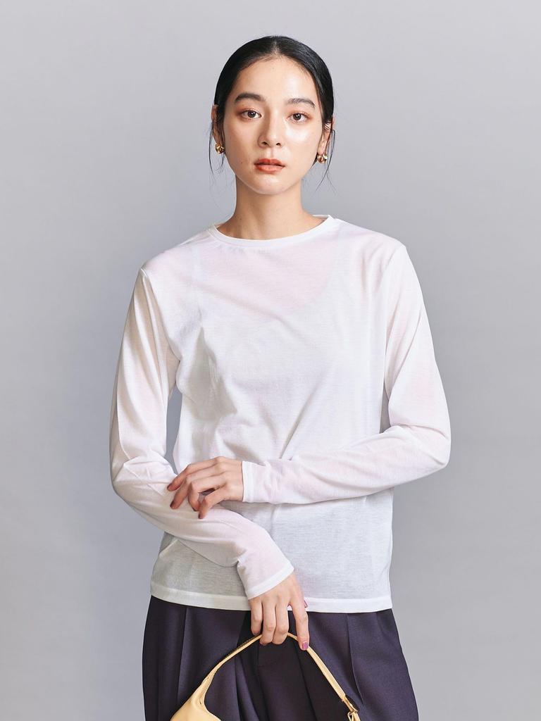 Beauty Youth United Arrows Cotton Nylon Jersey Sheer Crew Neck OFF WHITE FREE & T-Shirt, 16122995359, 0300, (03),