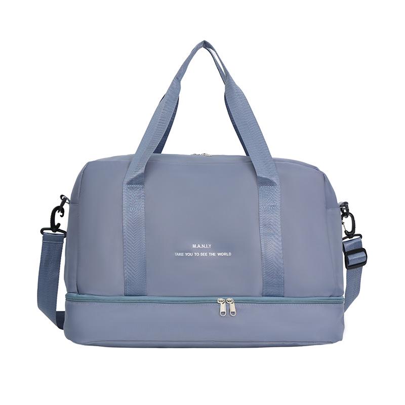 Versatile Canvas Travel and Sports Bag with Wet/Dry Compartments, Large Capacity, Single Shoulder, and Crossbody Features.