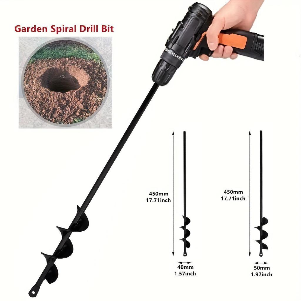 Earth Auger Bits for Ground Drilling, Garden Planting, and Post-Hole Digging