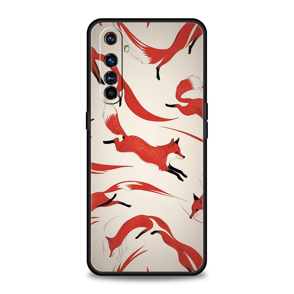 Red Fox Case For Realme C67 C63 C55 C53 C35 C25 C21 GT 2 3 5 6 10 11 12 13 Pro Plus 5G Soft TPU Phone Cover Fundas Capas Bags