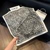 71Cm New Chinese Simulation Silk Square Scarf Soft and Skin-friendly Ink Flower Rhyme Printing Silk Scarf Neck Sunscreen Small Scarf