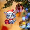 Cartoon Pink Colorful Christmas Cat Hanging Decoration For Cheerful Spirit Holiday