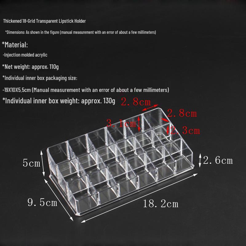 Multi-Grid Transparent Lipstick Holder Storage Display for Beauty Cosmetics