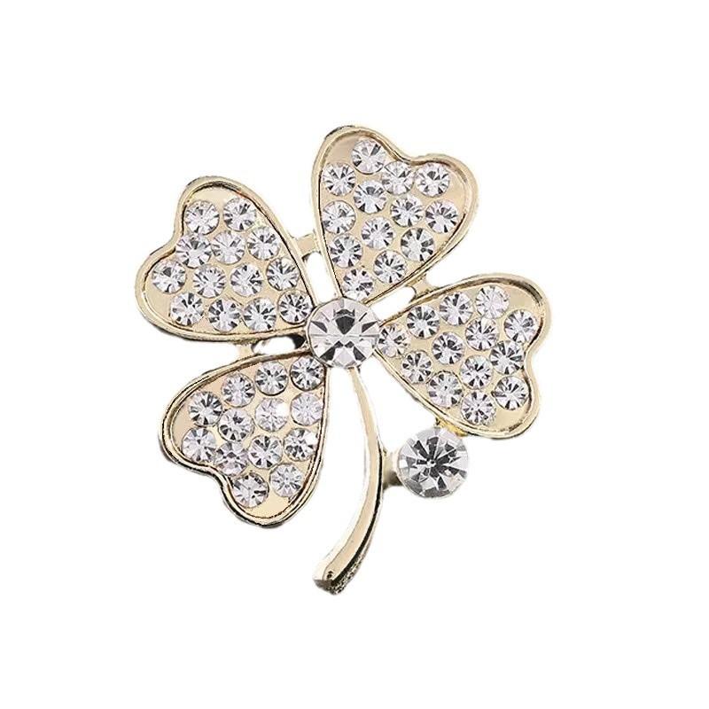 Lucky Clover Brooch Women'S Anti-Light Corsage Clothing Accessories Clover Dress Bright And Shiny