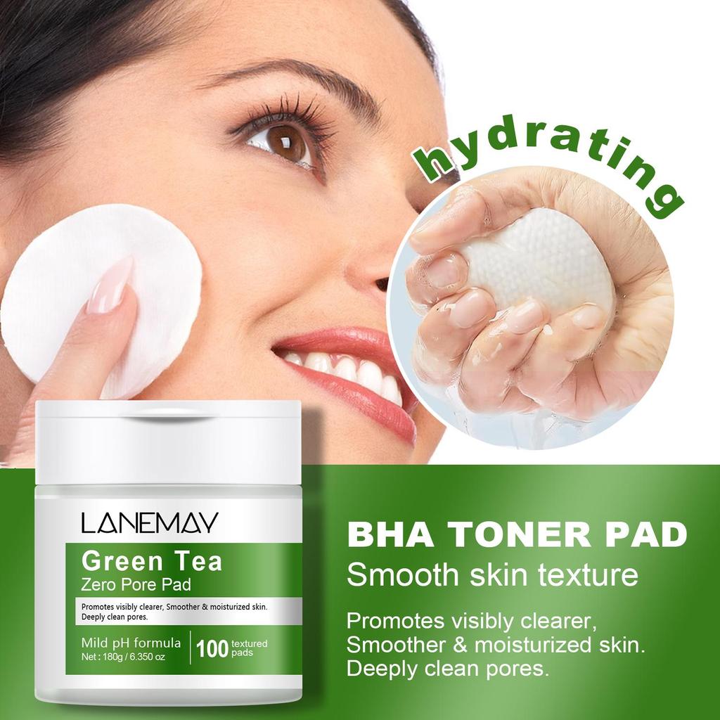 Green Tea Zero Pore Pad  - Visibly Improves Skin Texture, Clean Skin Oils and Pore - Simple & Gentle for Sensitive Skin