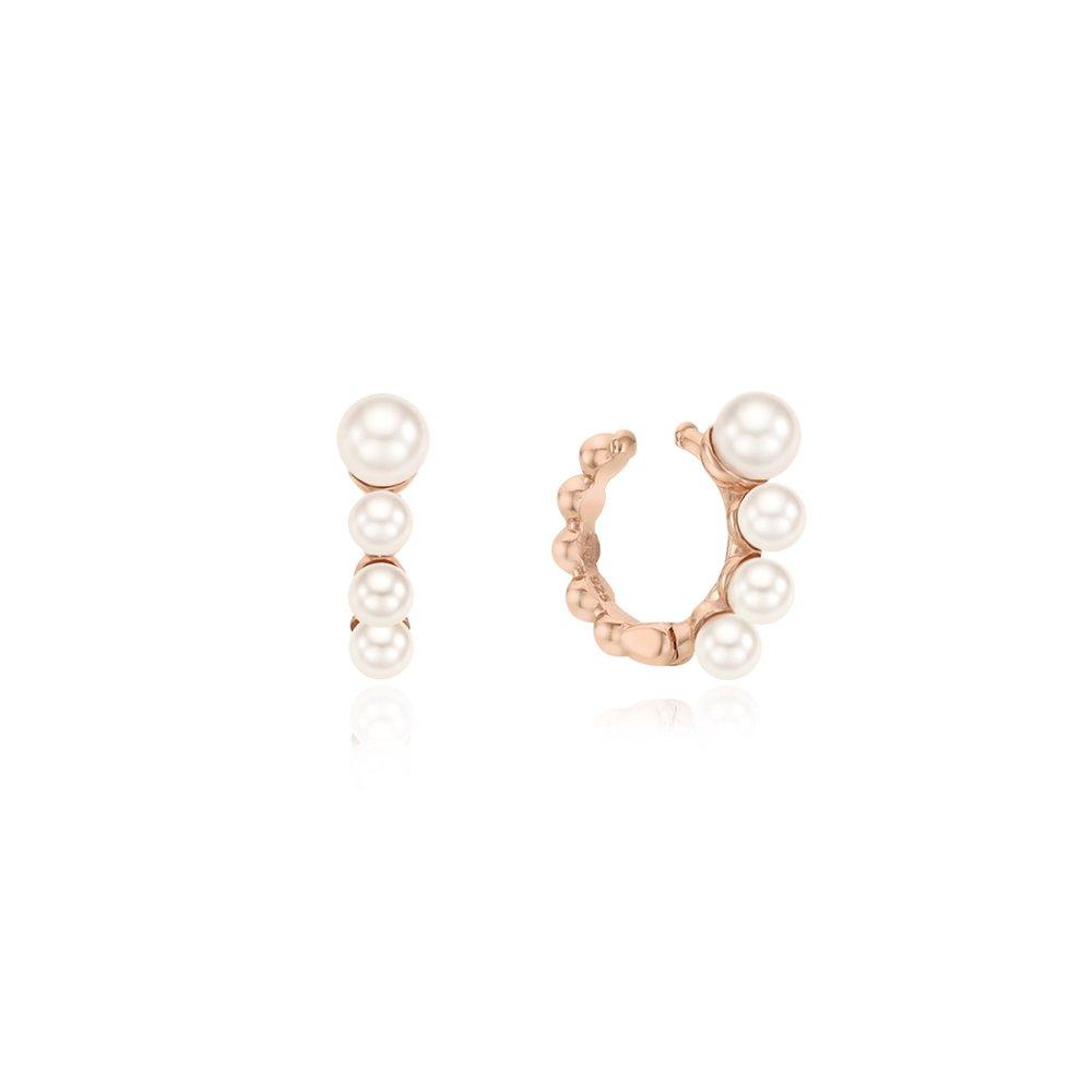 [Rosemont] Silver Single Pearl Ear Cuff Rc0395