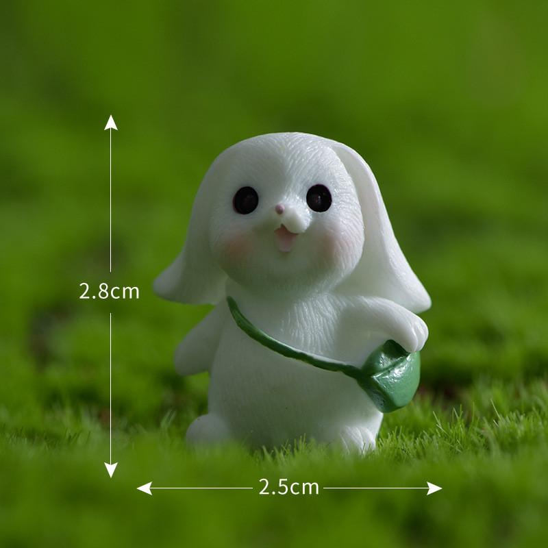 Resin Rabbit White Figurines Toy Model Desktop Car Decoration Accessories Gift