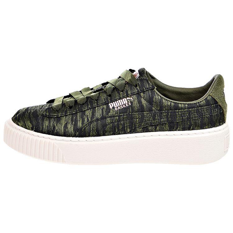 Puma  Basket Platform Velvet Rope - Olive Night Women Sneakers Green 364092-01