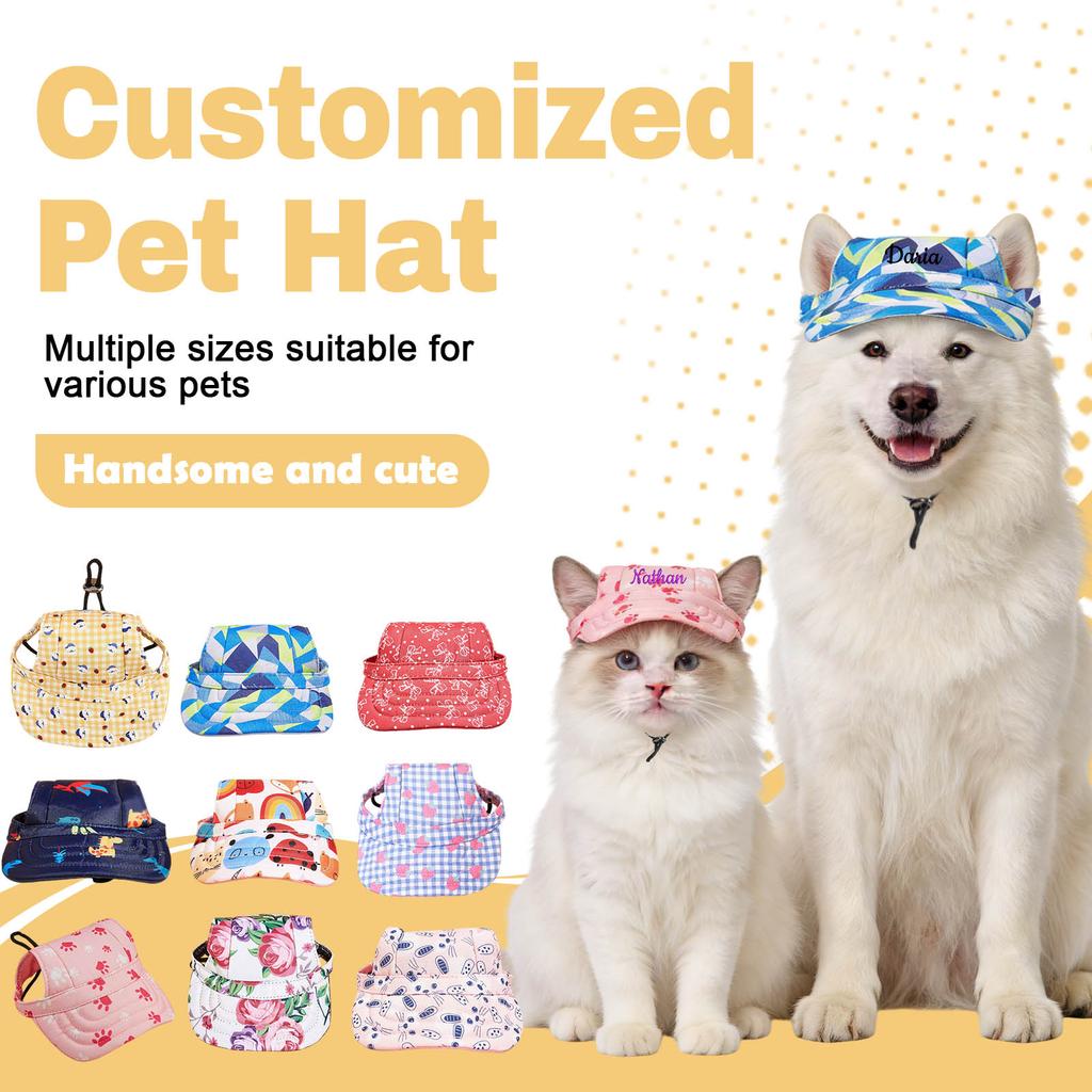 Personalized Custom Pet Hat With A Design For Outdoor Use Dogs, Cats, And Other (colorful Printed ).