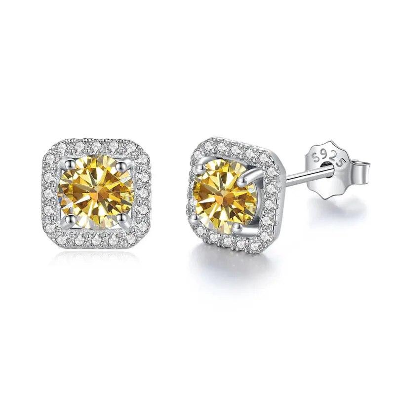 Bague Ringen S925 Sterling Silver Fashion Square Silver Needle Earrings Temperament Set 1ct D Moissente Celebrity Earrings
