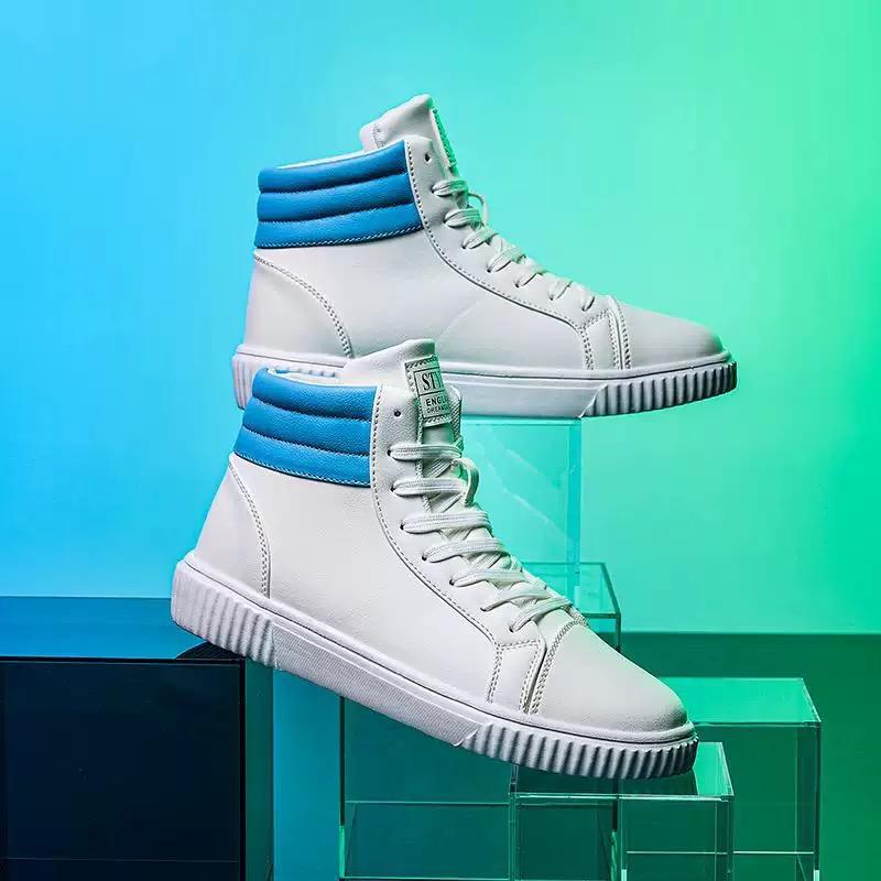 Unisex Trend Schnürung Herren Skate-Schuhe Weiß High-Top Skateboard-Schuhe Mode Lässige Sneaker Herren Outdoor Damen Sportschuhe