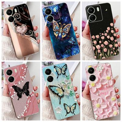 For Xiaomi Redmi 13C 5G 4G  Back Bumper Redmi 13 4G Colorful Butterfly Flower Painting Phone Case Transparent Soft TPU Silicone
