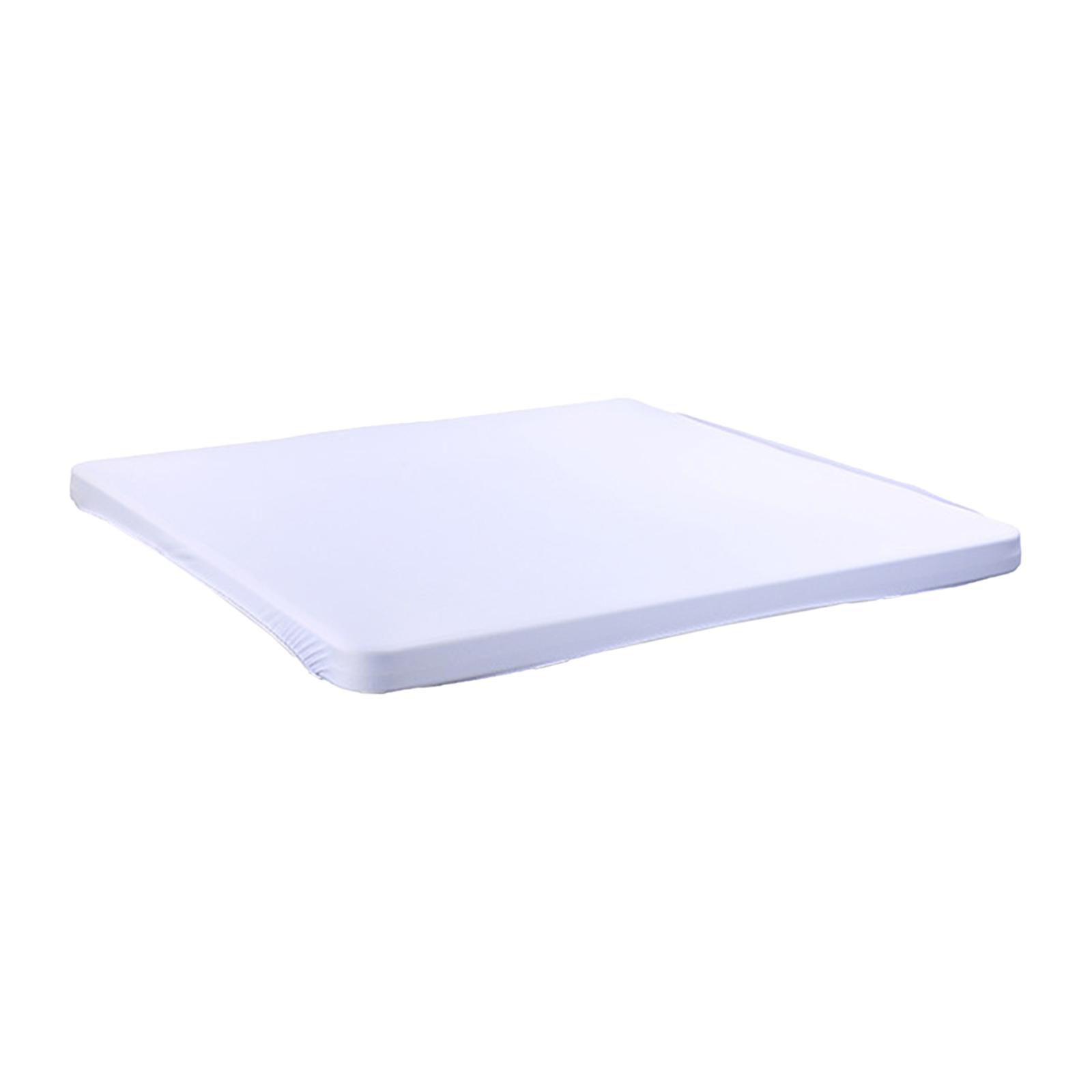 

Square Fitted Table Cover Elastic Tablecloth Stretch Table Top Cover Desk Topper Cap, 34x34 Inch білий