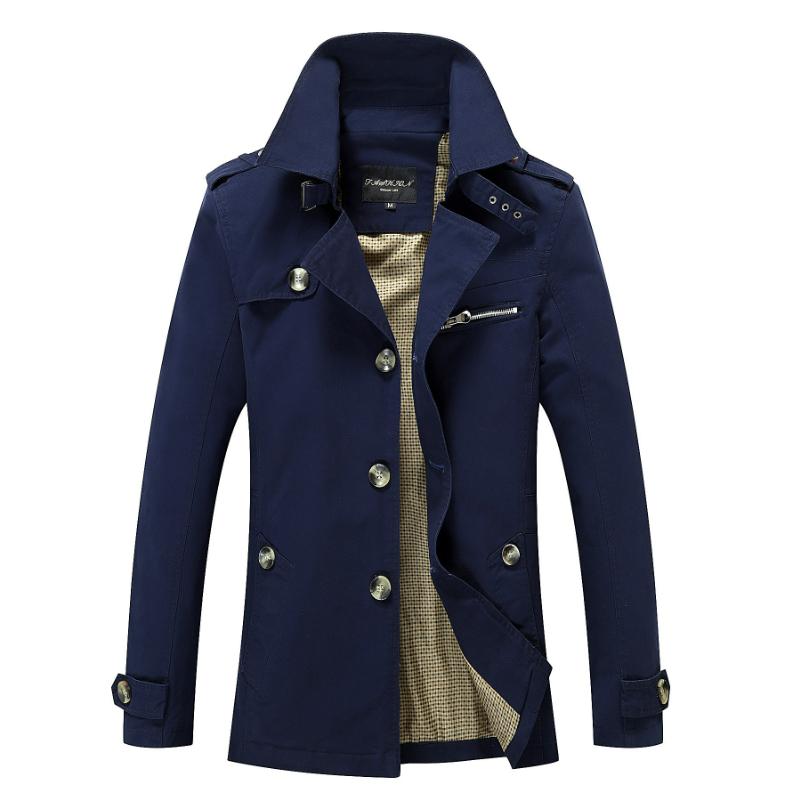 Autumn Men's Casual Windbreaker Mid-length Trendy Large Size Men's Cotton Jacket Men's Jacket