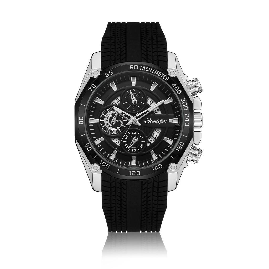 Fashion Decoration Silicone Sports Alloy Men'S Watch Hollow Calendar Quartz Watch