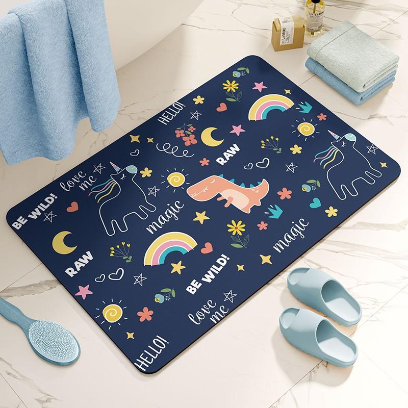 Small Fresh Diatom Mud Soft Ground Paving Anti-Skid Pad Anti-Drop Floor Sticker Small Size Bathroom Absorbent Floor Mat Foot Pad