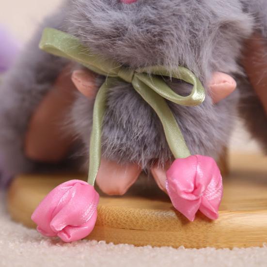 Tulip Lop-Eared Rabbit Doll Pendant Plush Keychain Soft Skin-Friendly Cute Bunny Bag Charm