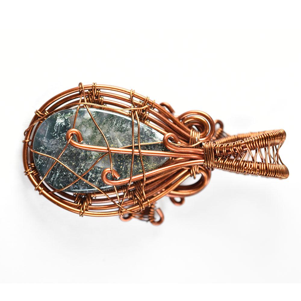 Quality 61.75 ct Natural Jasper Pear Cut Copper Wrapped Pendant Gemstone Jewelry Gift